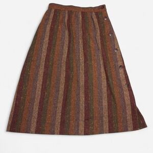 Vintage wool blend striped midi skirt